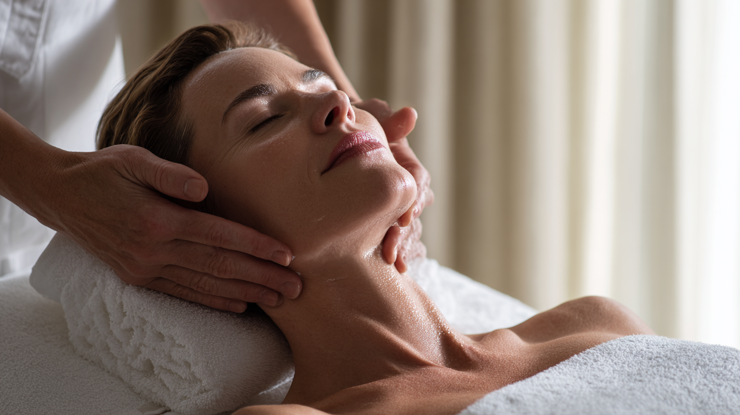 Woman receiving a hydrating facial for post-vacation skin repair at a luxury medical spa