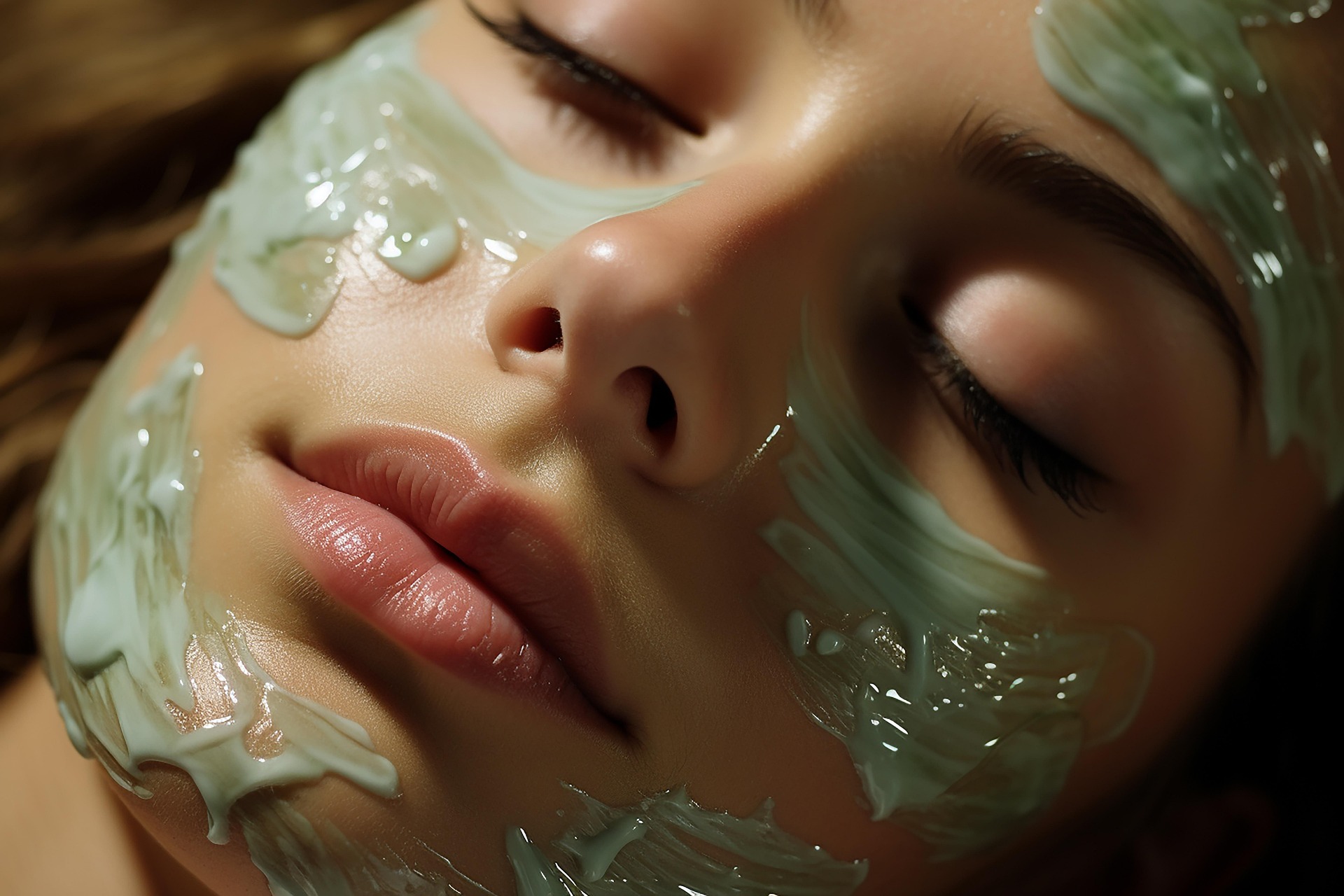 Close-up of a person wearing a hydrating facial mask during a professional skincare treatment for healthier, glowing skin.