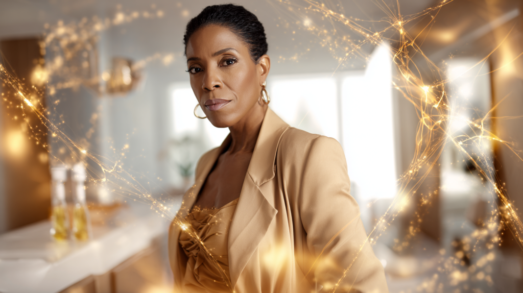Black woman representing cellular energy and healthy aging during an NAD+ wellness therapy consultation